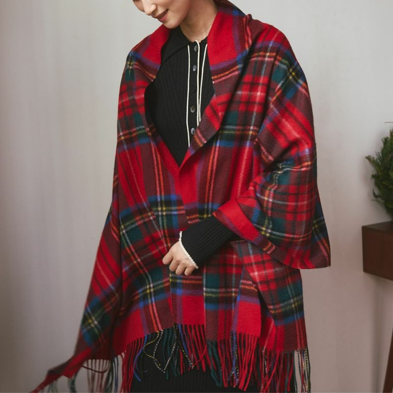 カシミヤ100%大判チェックストール