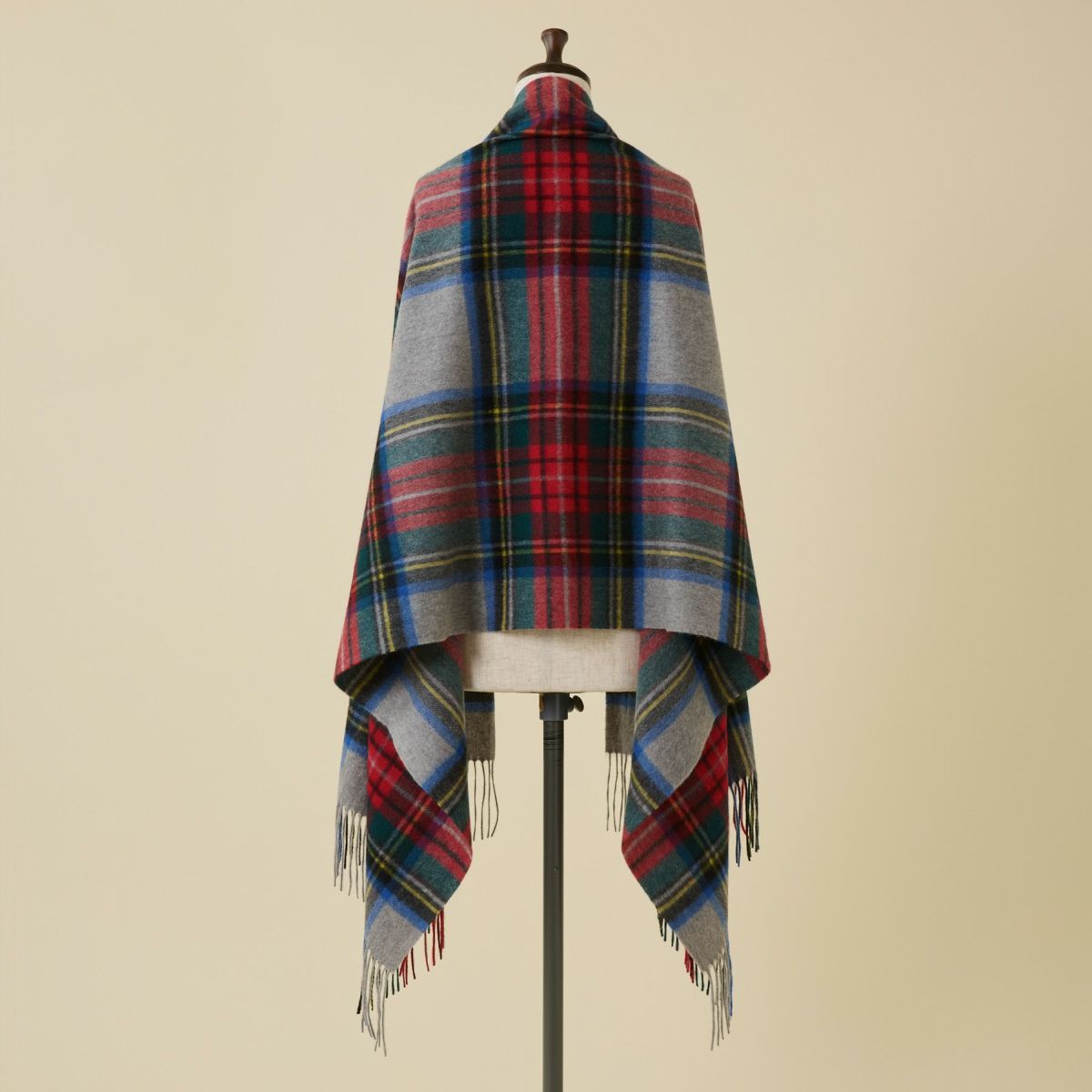 カシミヤ100%大判チェックストール