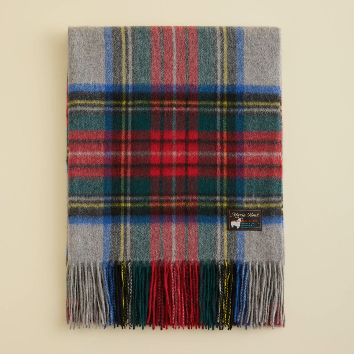 カシミヤ100%大判チェックストール