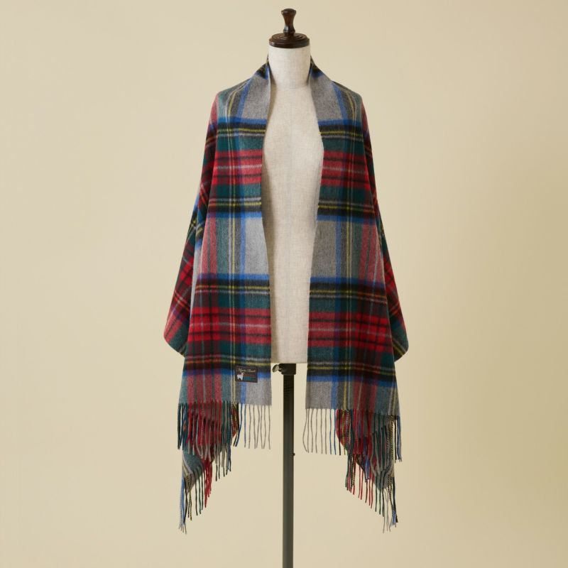 カシミヤ100%大判チェックストール