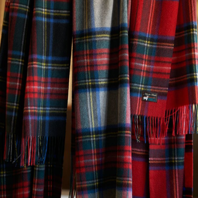 カシミヤ100%大判チェックストール