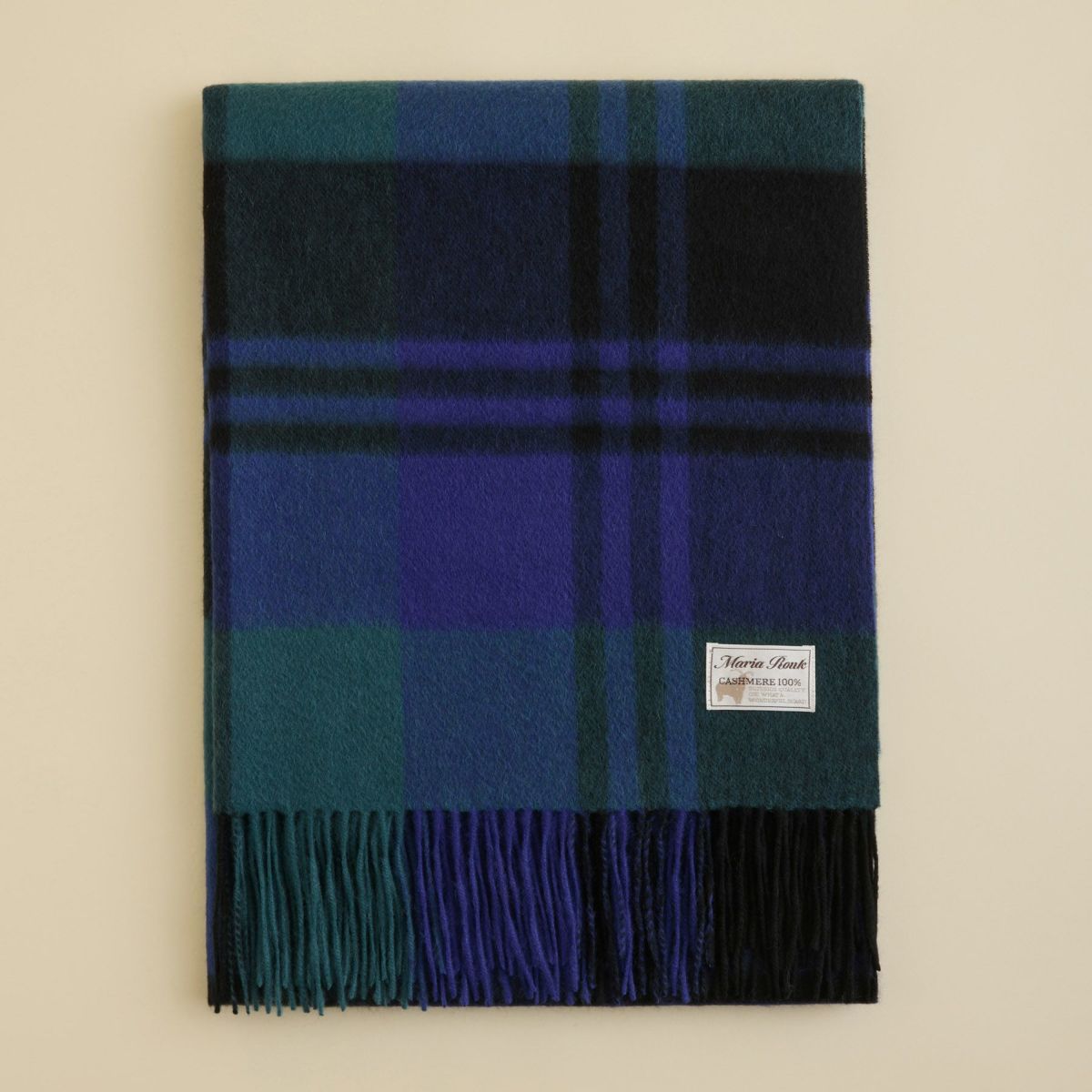 カシミヤ100%大判チェックストール