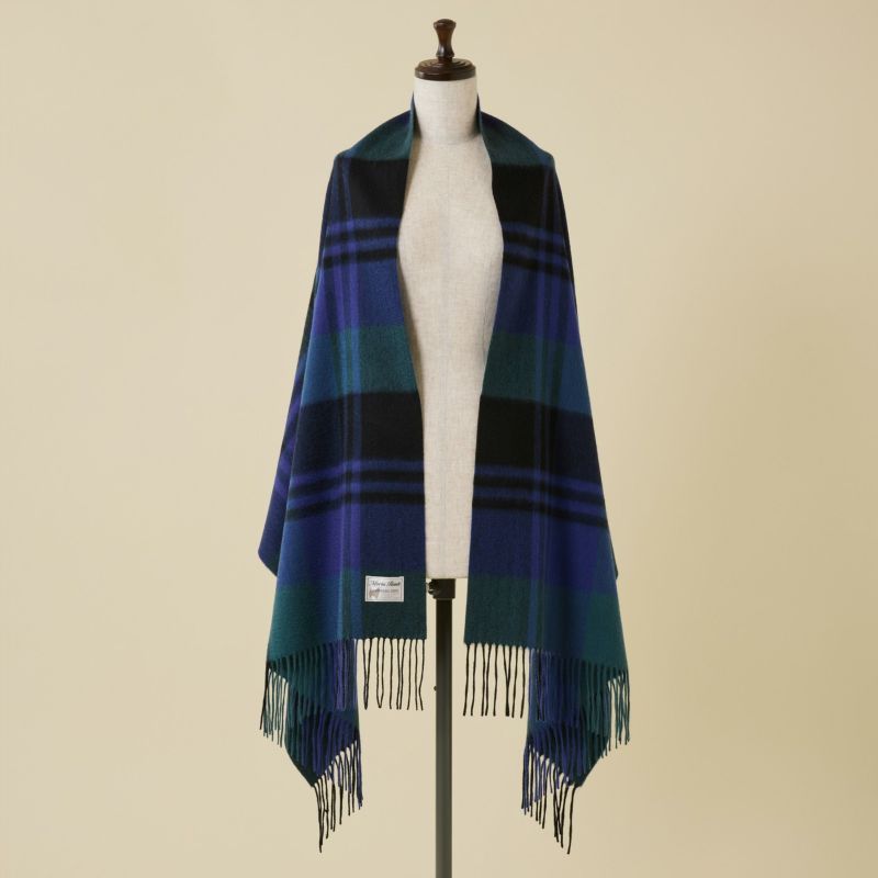 カシミヤ100%大判チェックストール