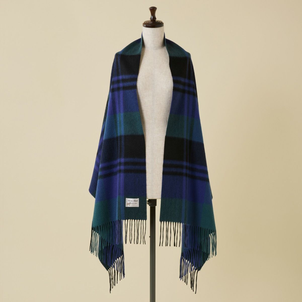 カシミヤ100%大判チェックストール