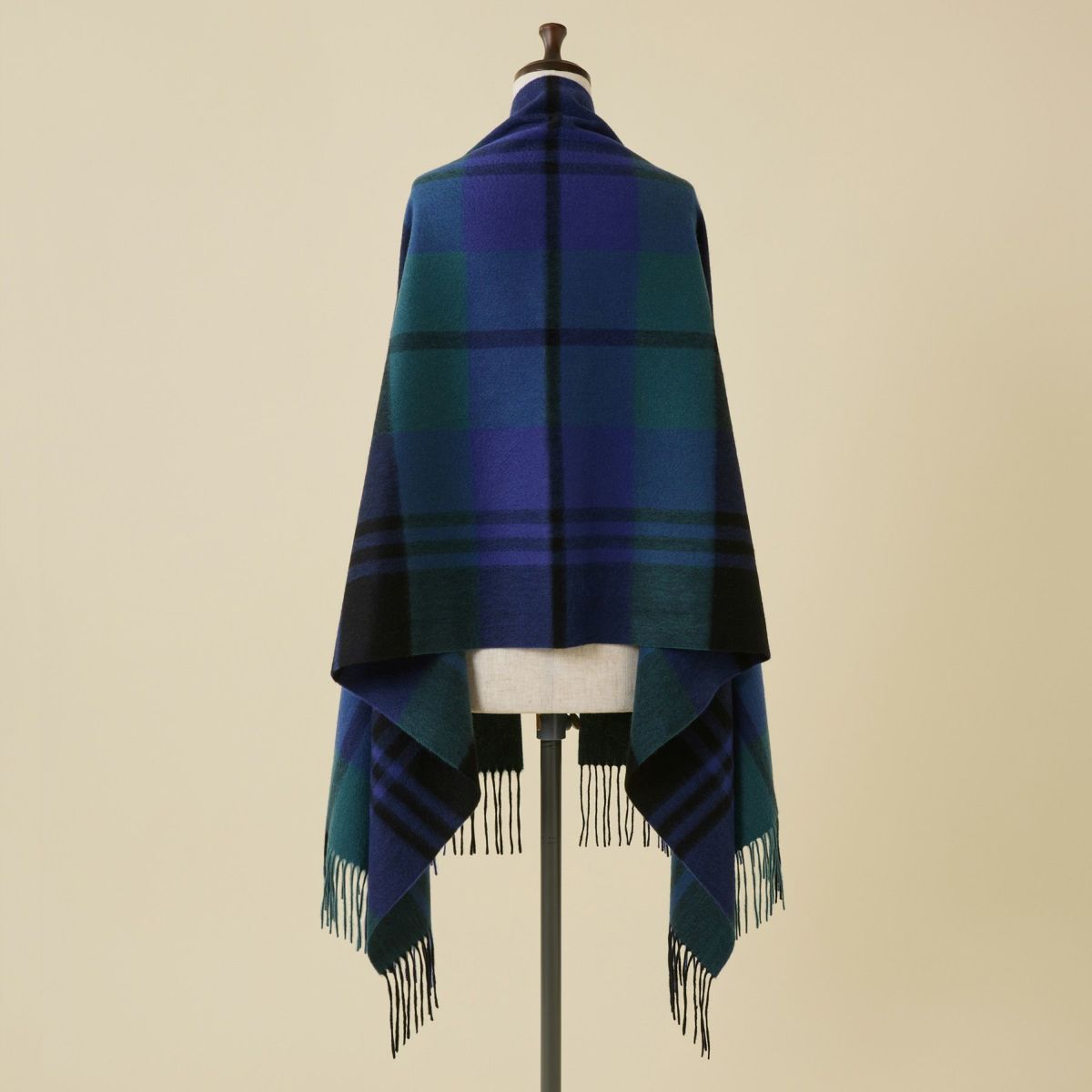カシミヤ100%大判チェックストール