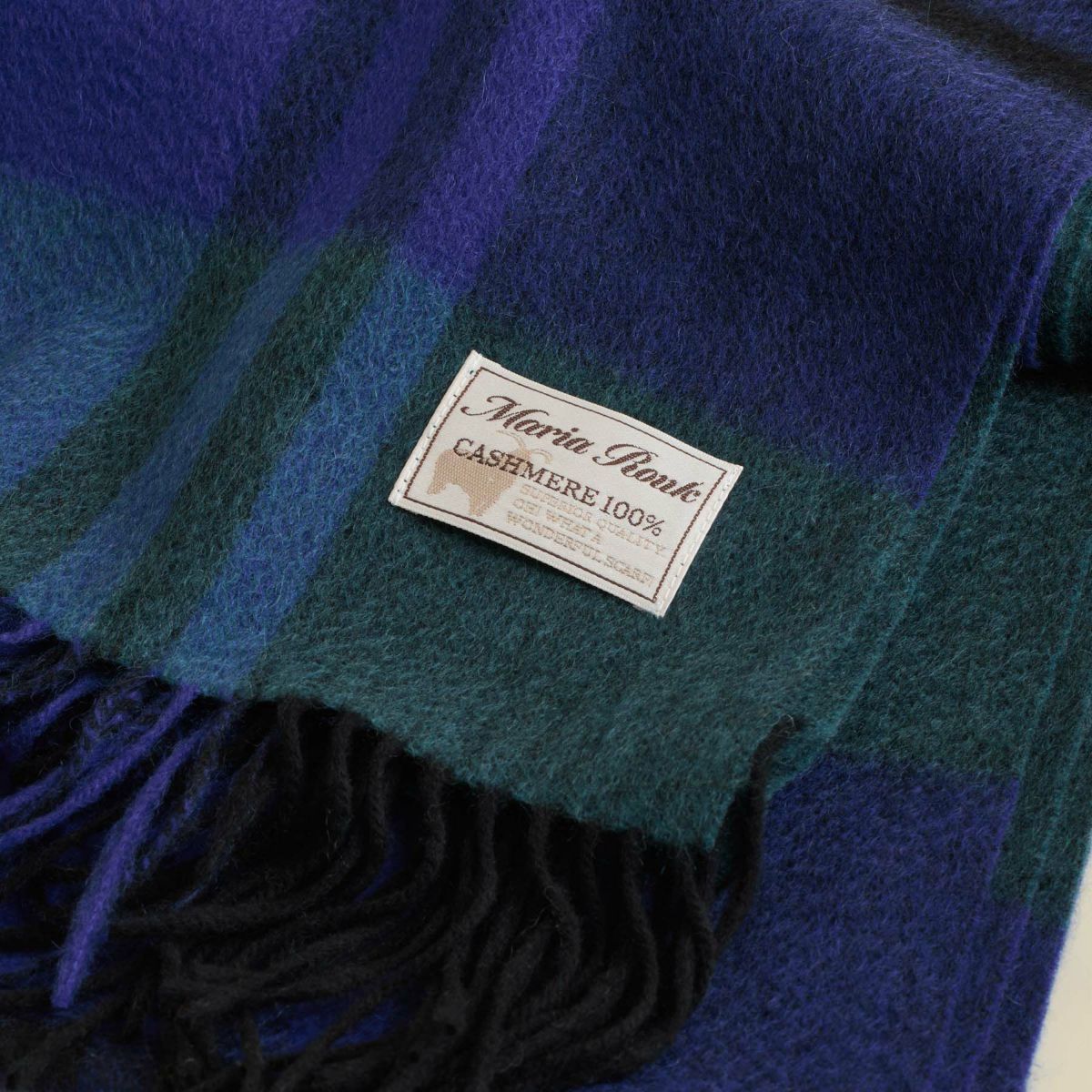 カシミヤ100%大判チェックストール