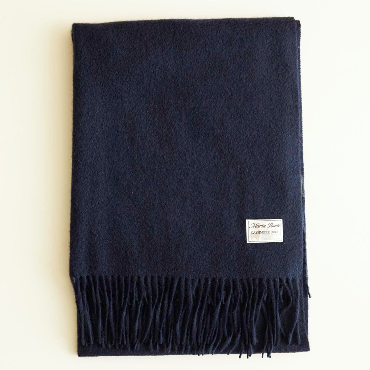  カシミヤ100%大判無地ストール＜ネイビー＞