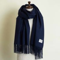  カシミヤ100%大判無地ストール＜ネイビー＞