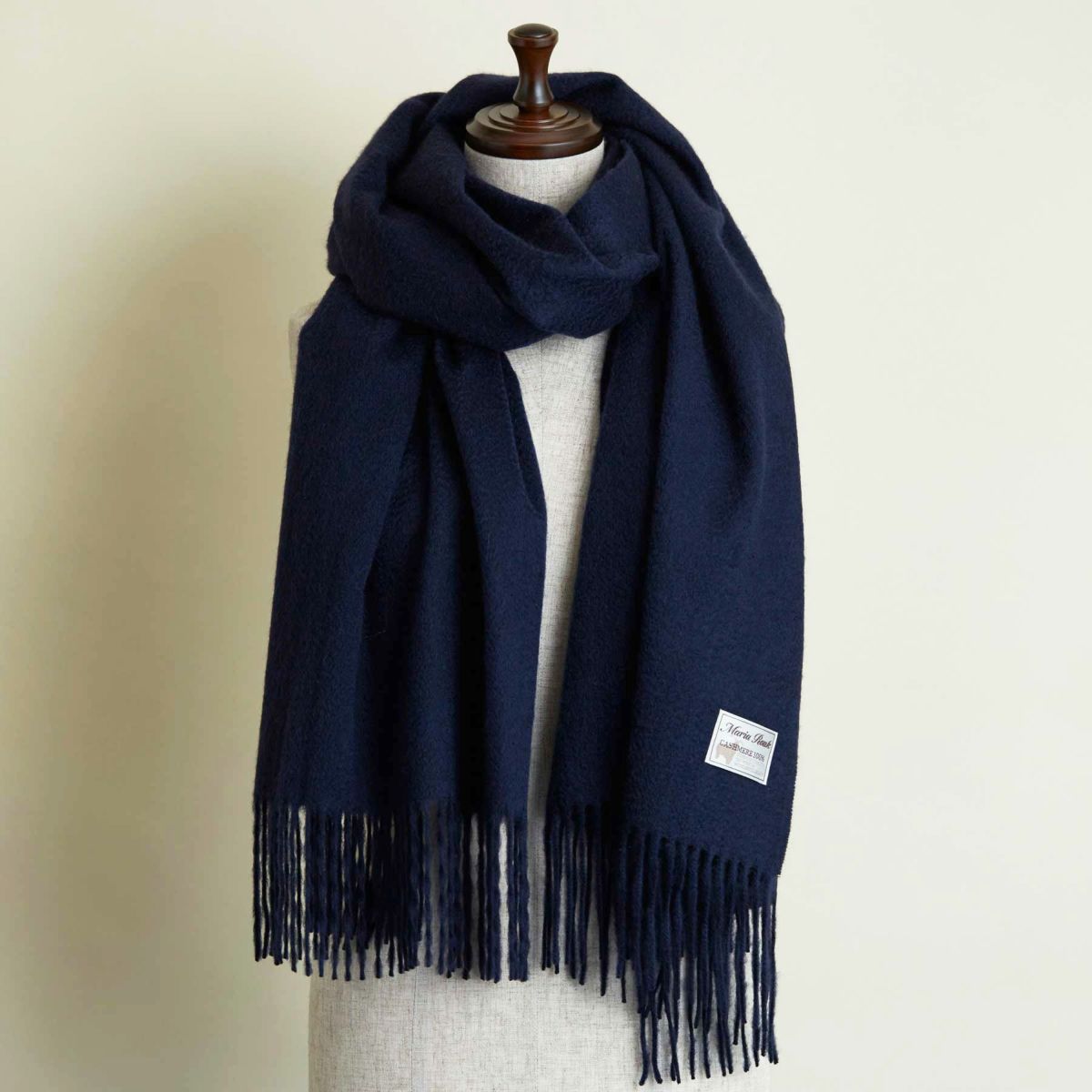 カシミヤ100%大判無地ストール＜ネイビー＞