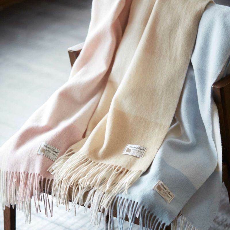 ウール100%大判ブロックチェックストール＜ピンク＞ | Maria Rouk