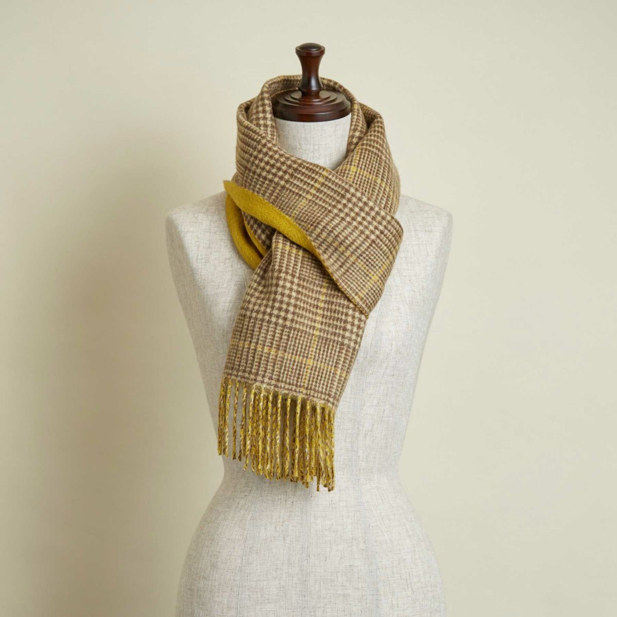  カシミヤブレンドチェックリバーシブルマフラー