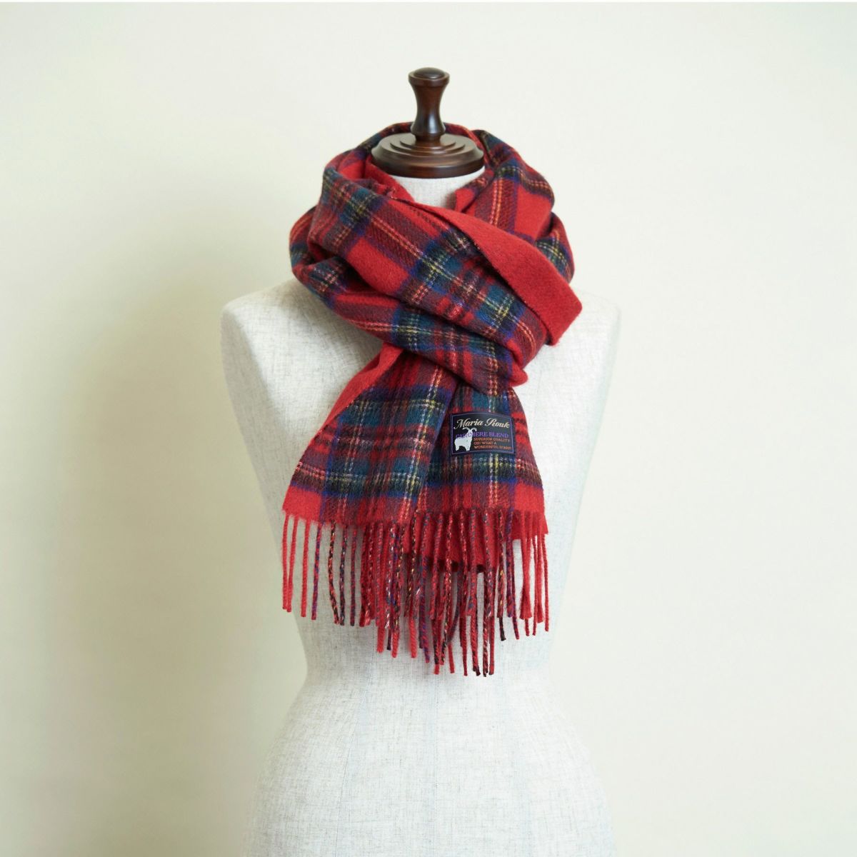 カシミヤブレンドチェックリバーシブルマフラー