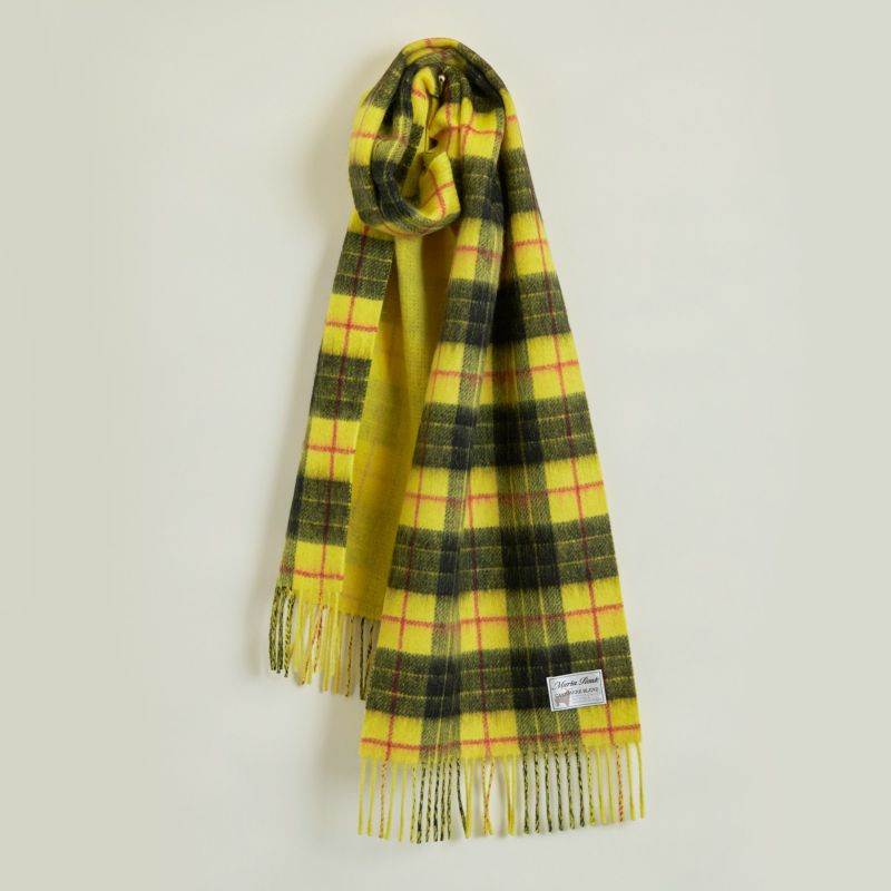 カシミヤブレンドチェックリバーシブルマフラー＜イエロー＞