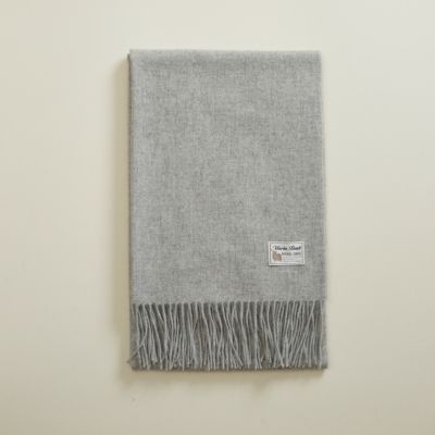 ウール100%大判無地ストール＜ライトグレー＞
