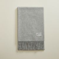 ウール100%大判無地ストール＜ライトグレー＞