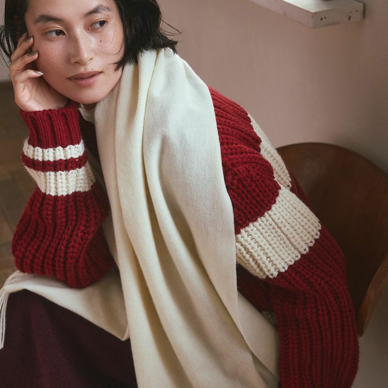  ウール100%大判無地ストール