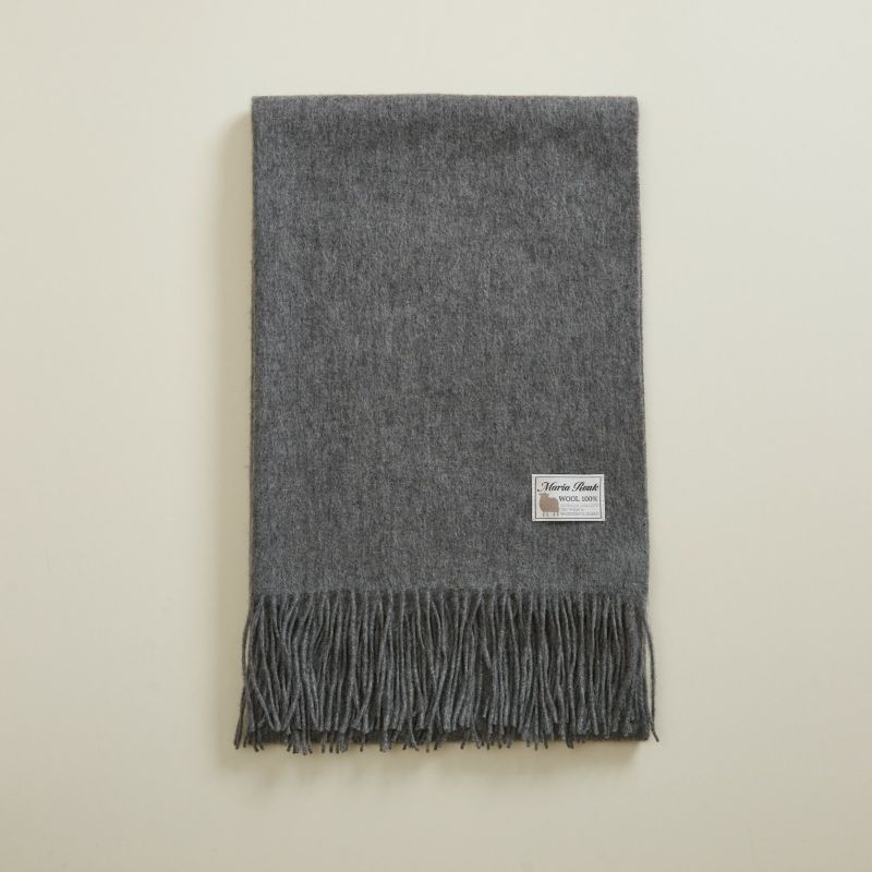 ウール100%大判無地ストール＜チャコール＞