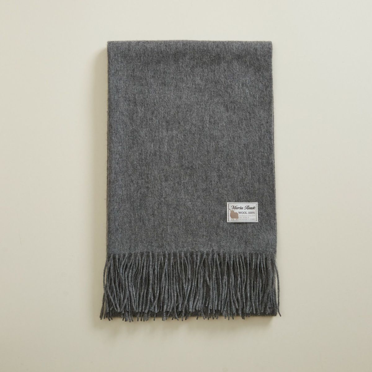 ウール100%大判無地ストール＜チャコール＞