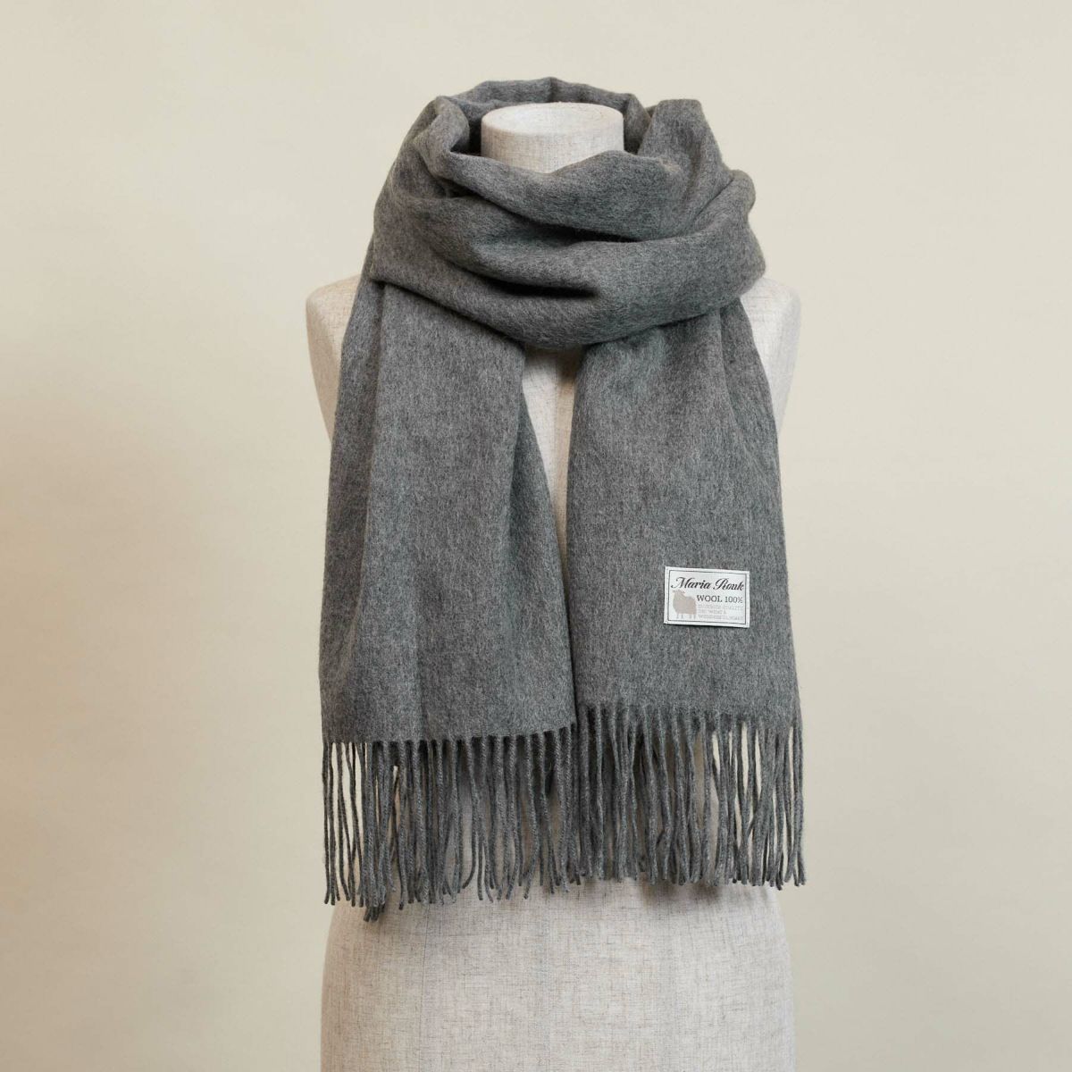ウール100%大判無地ストール＜チャコール＞