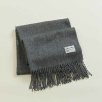 ウール100%大判無地ストール＜チャコール＞