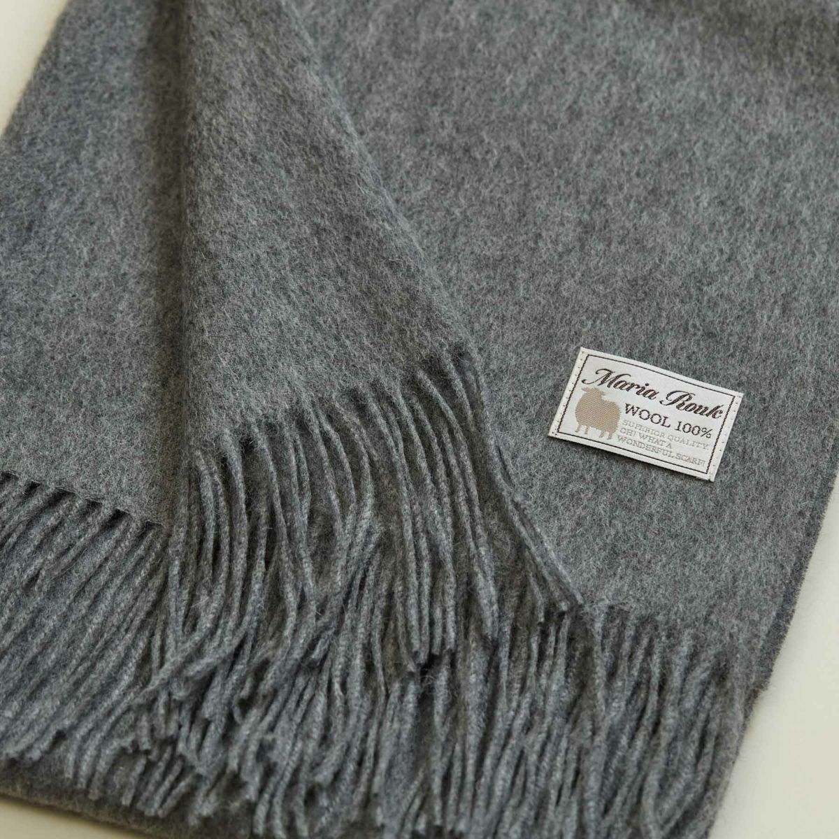 ウール100%大判無地ストール＜チャコール＞