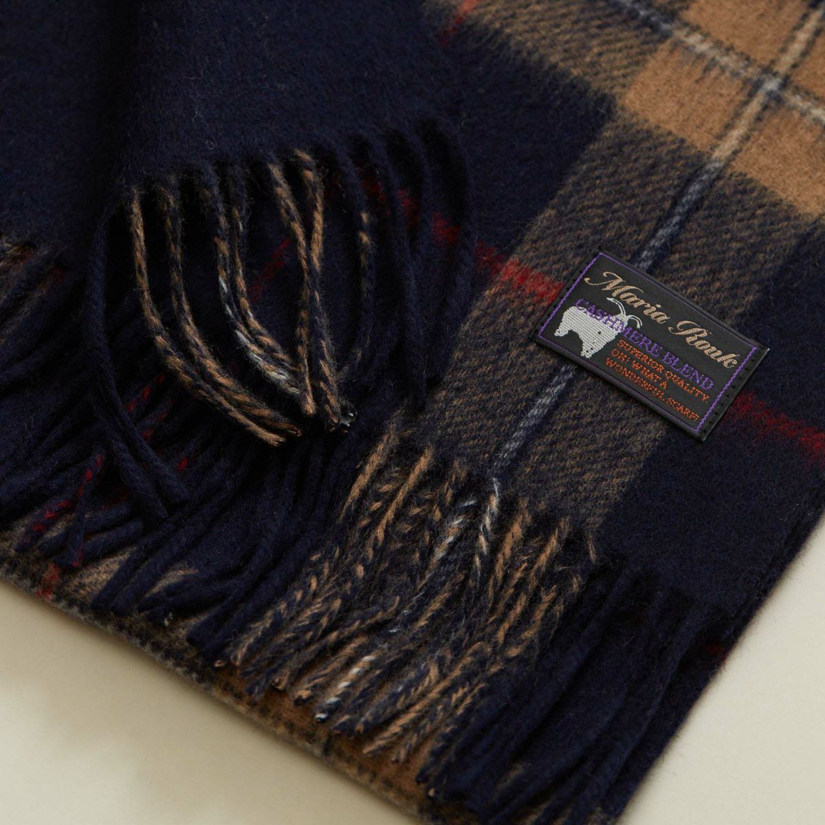 カシミヤブレンドチェックリバーシブルマフラー