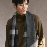 カシミヤブレンドチェックリバーシブルマフラー