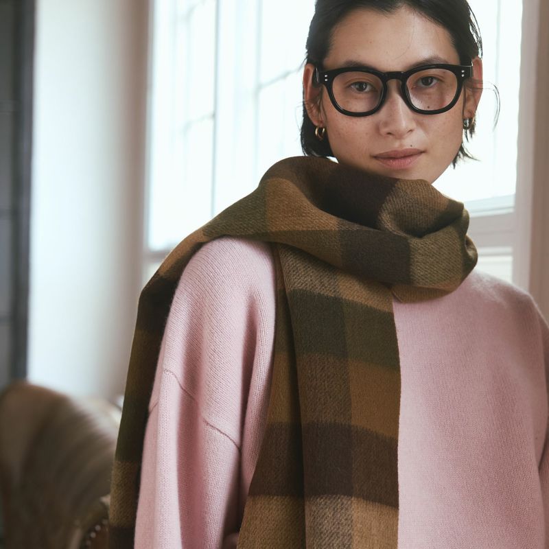 カシミヤブレンドチェックリバーシブルマフラー