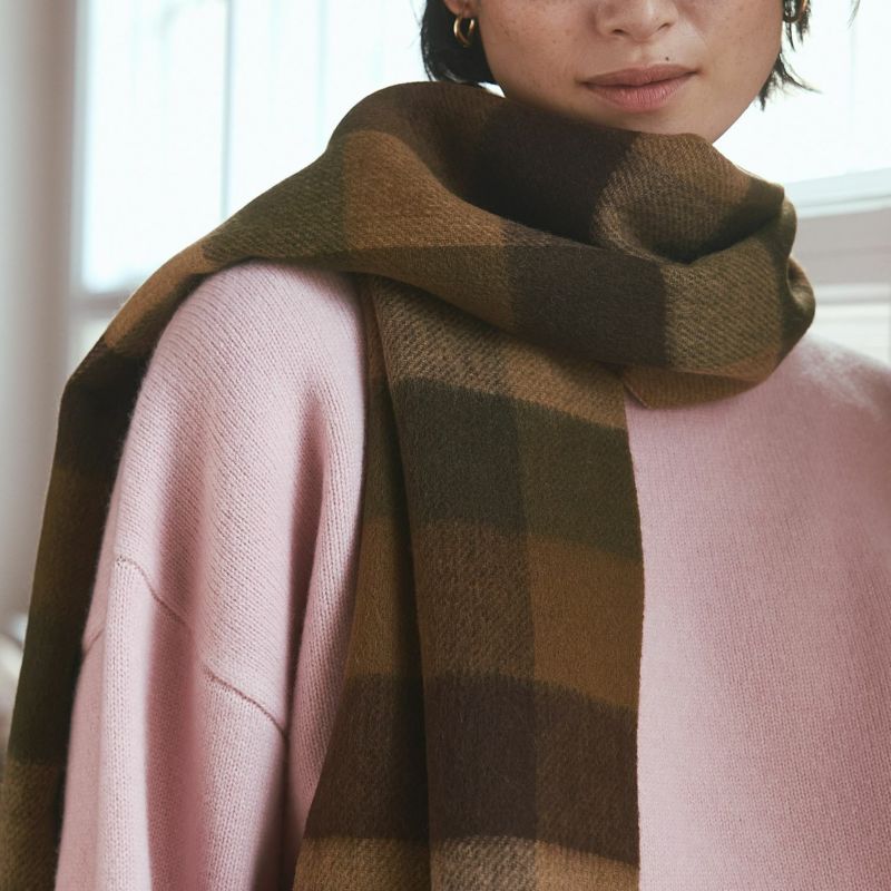 カシミヤブレンドチェックリバーシブルマフラー