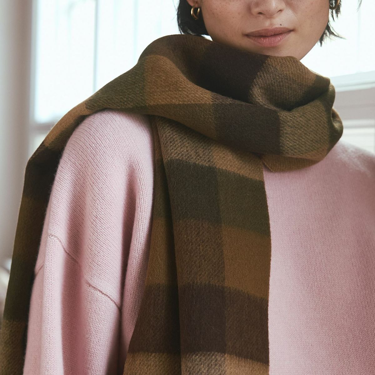 カシミヤブレンドチェックリバーシブルマフラー