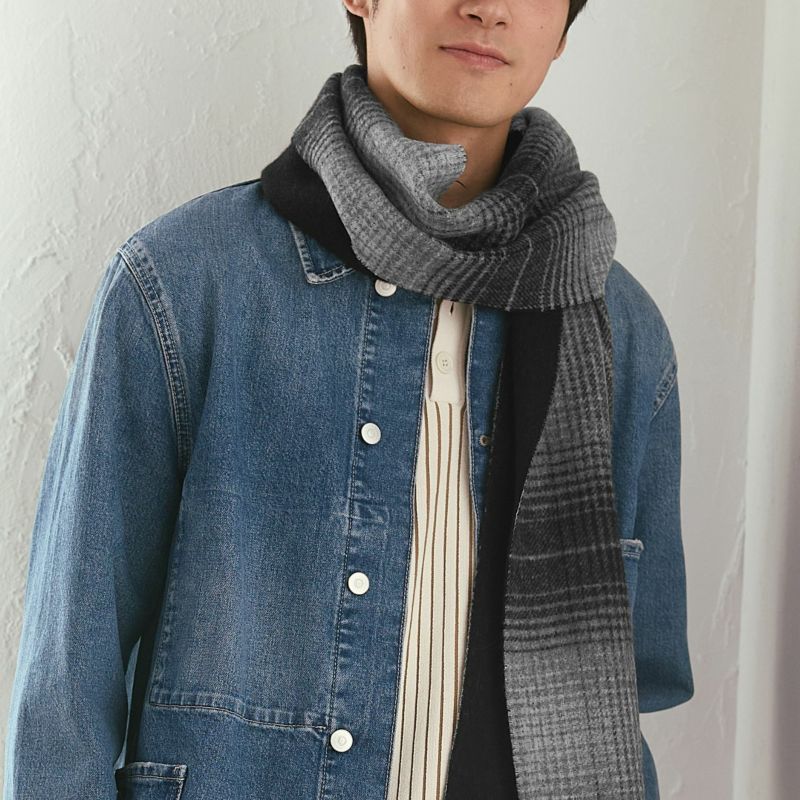 カシミヤブレンドチェックリバーシブルマフラー