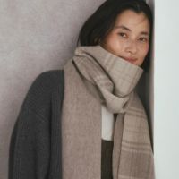  カシミヤブレンドチェックリバーシブルマフラー