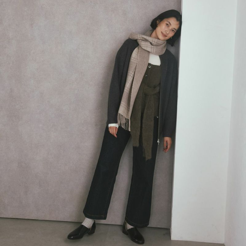  カシミヤブレンドチェックリバーシブルマフラー