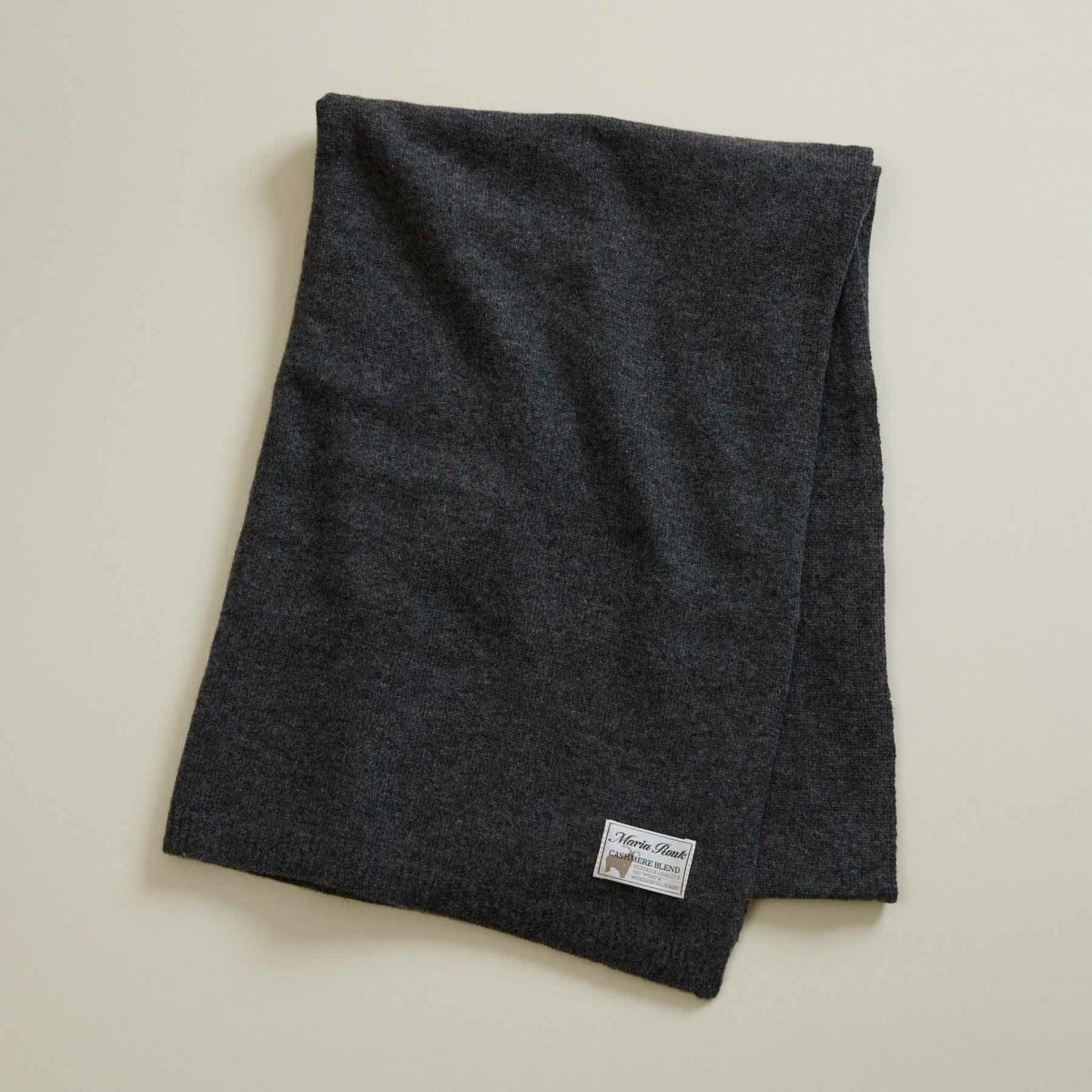  カシミヤブレンドニット大判ストール＜杢チャコール＞