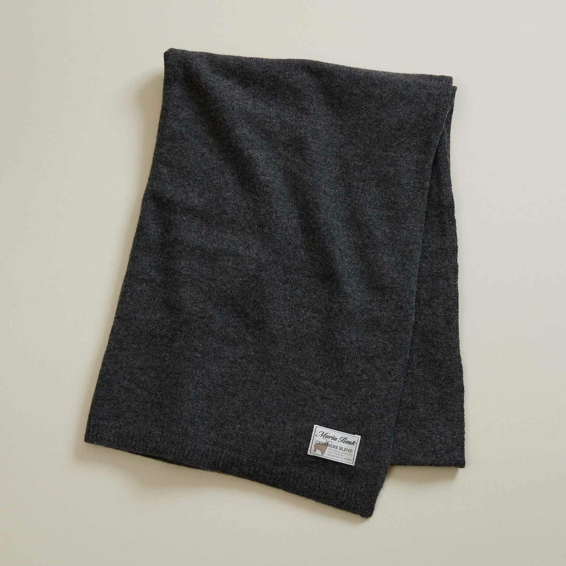  カシミヤブレンドニット大判ストール＜杢チャコール＞
