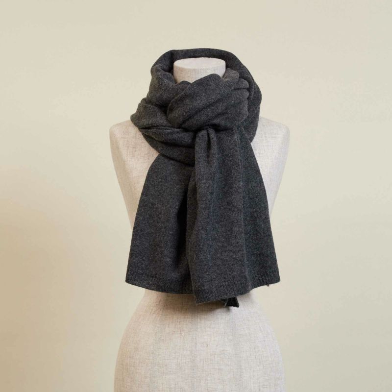  カシミヤブレンドニット大判ストール＜杢チャコール＞