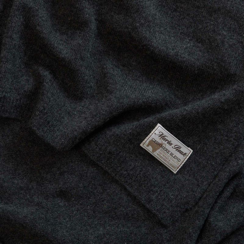  カシミヤブレンドニット大判ストール＜杢チャコール＞