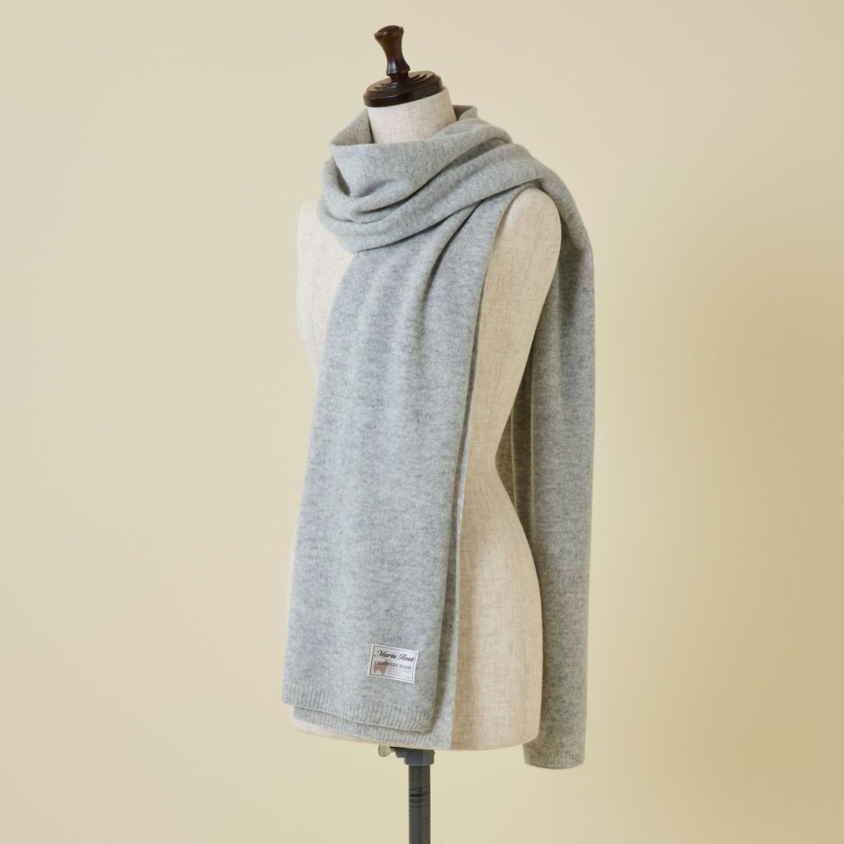 カシミヤブレンドニット大判ストール＜杢グレー＞