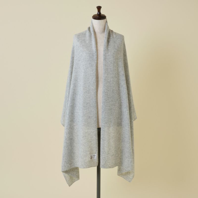 カシミヤブレンドニット大判ストール＜杢グレー＞