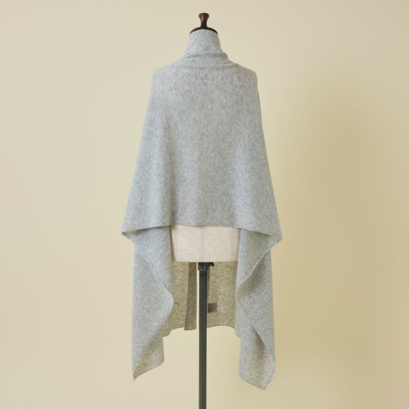 カシミヤブレンドニット大判ストール＜杢グレー＞