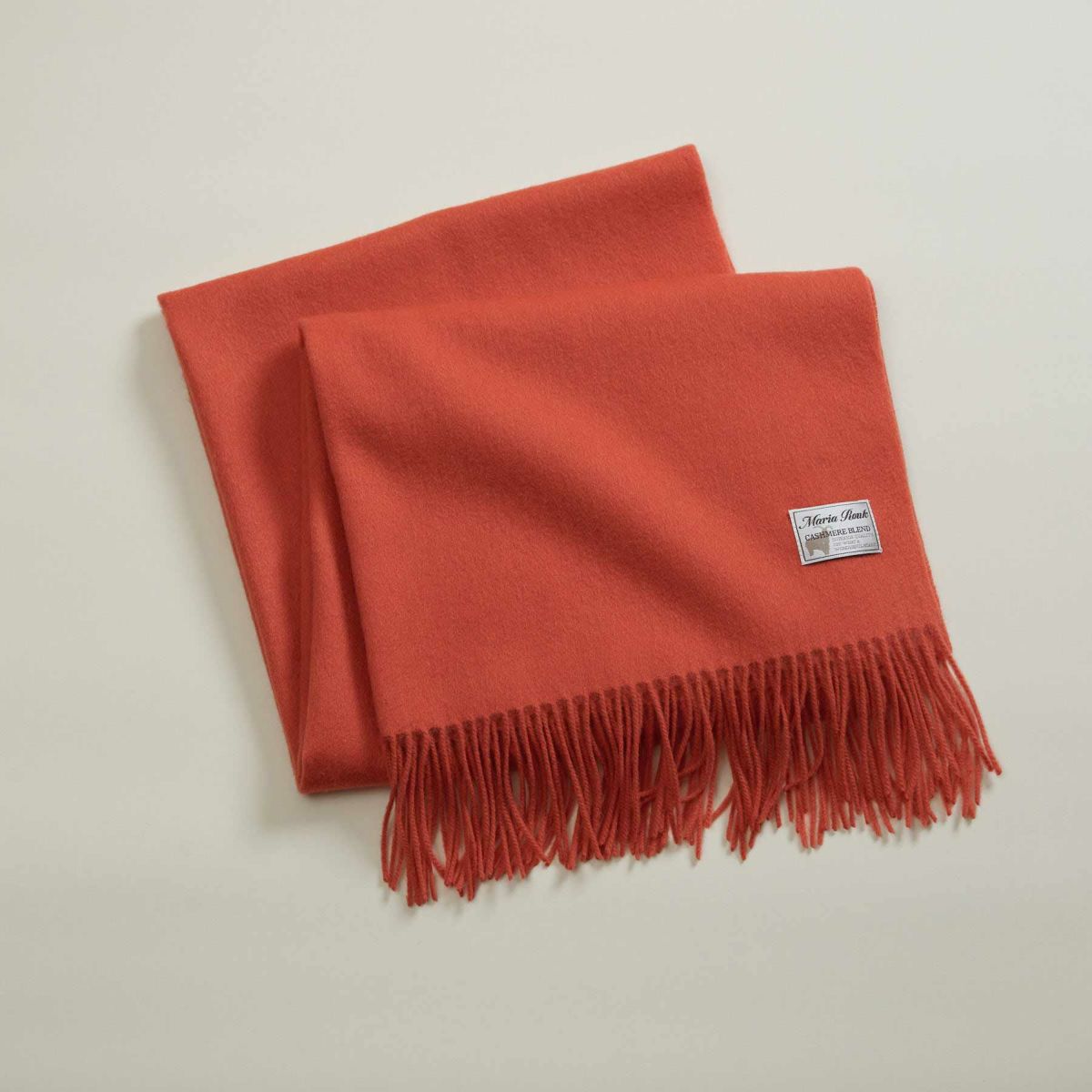 カシミヤブレンド大判無地ストール＜ブラッドオレンジ＞