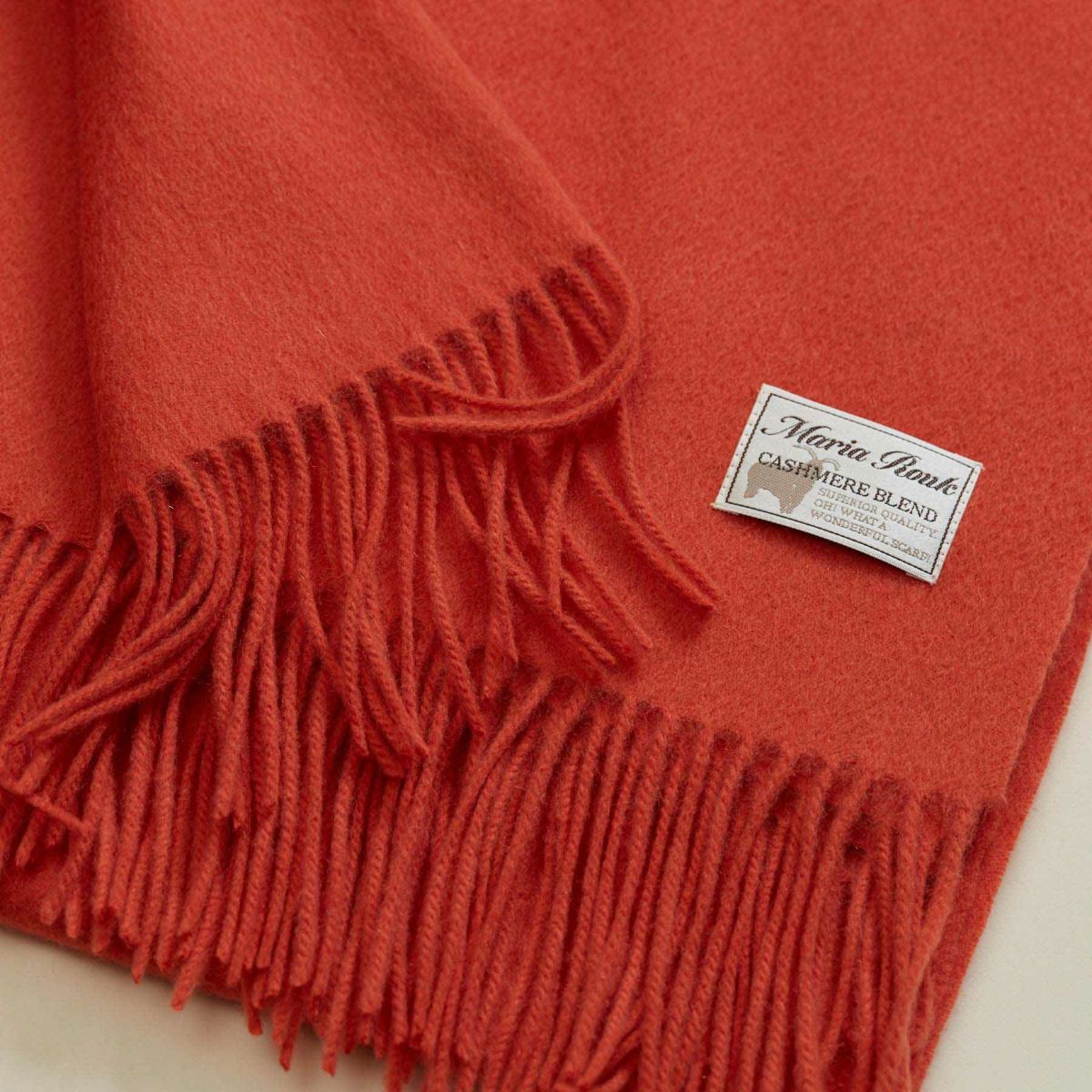 カシミヤブレンド大判無地ストール＜ブラッドオレンジ＞