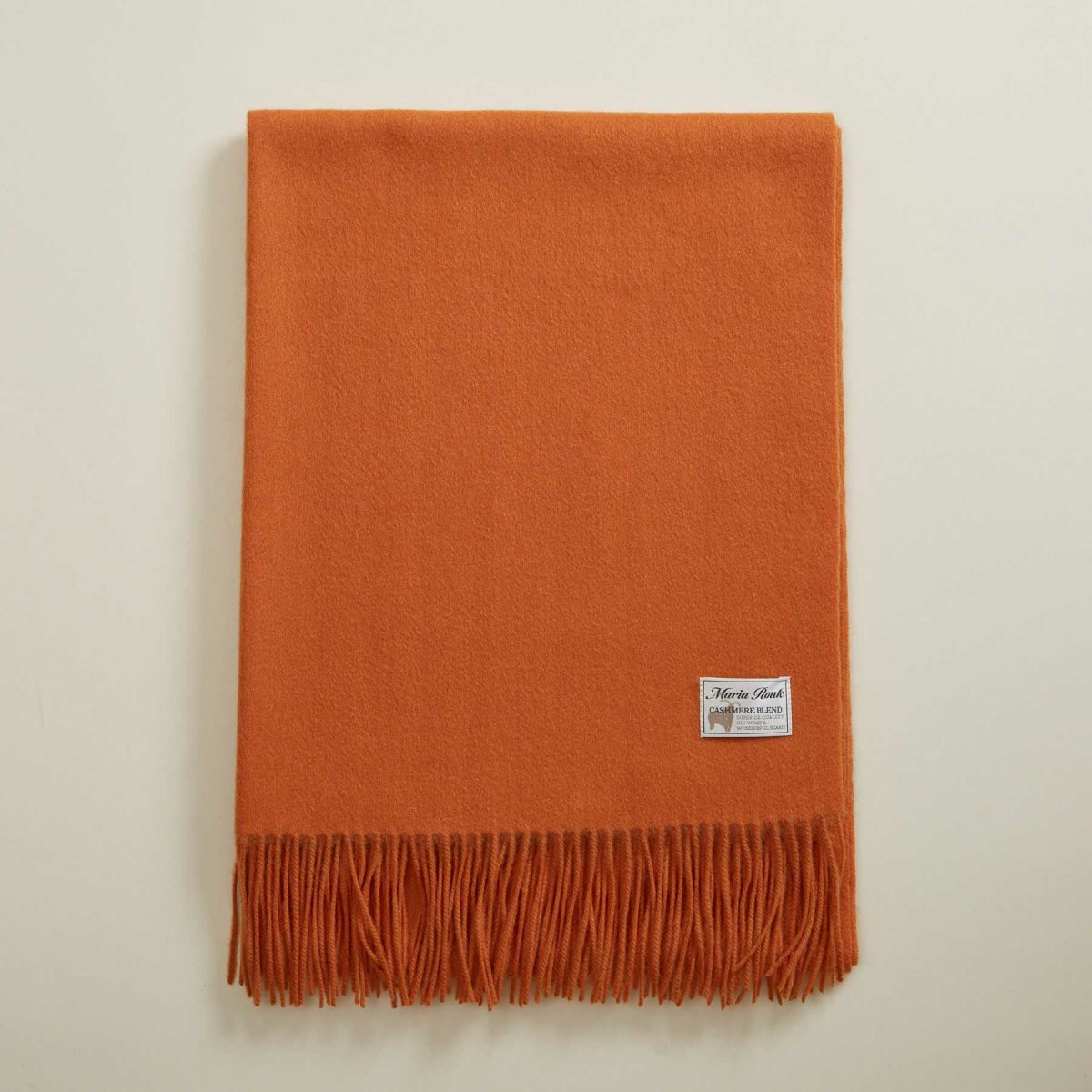 カシミヤブレンド大判無地ストール＜オレンジ＞
