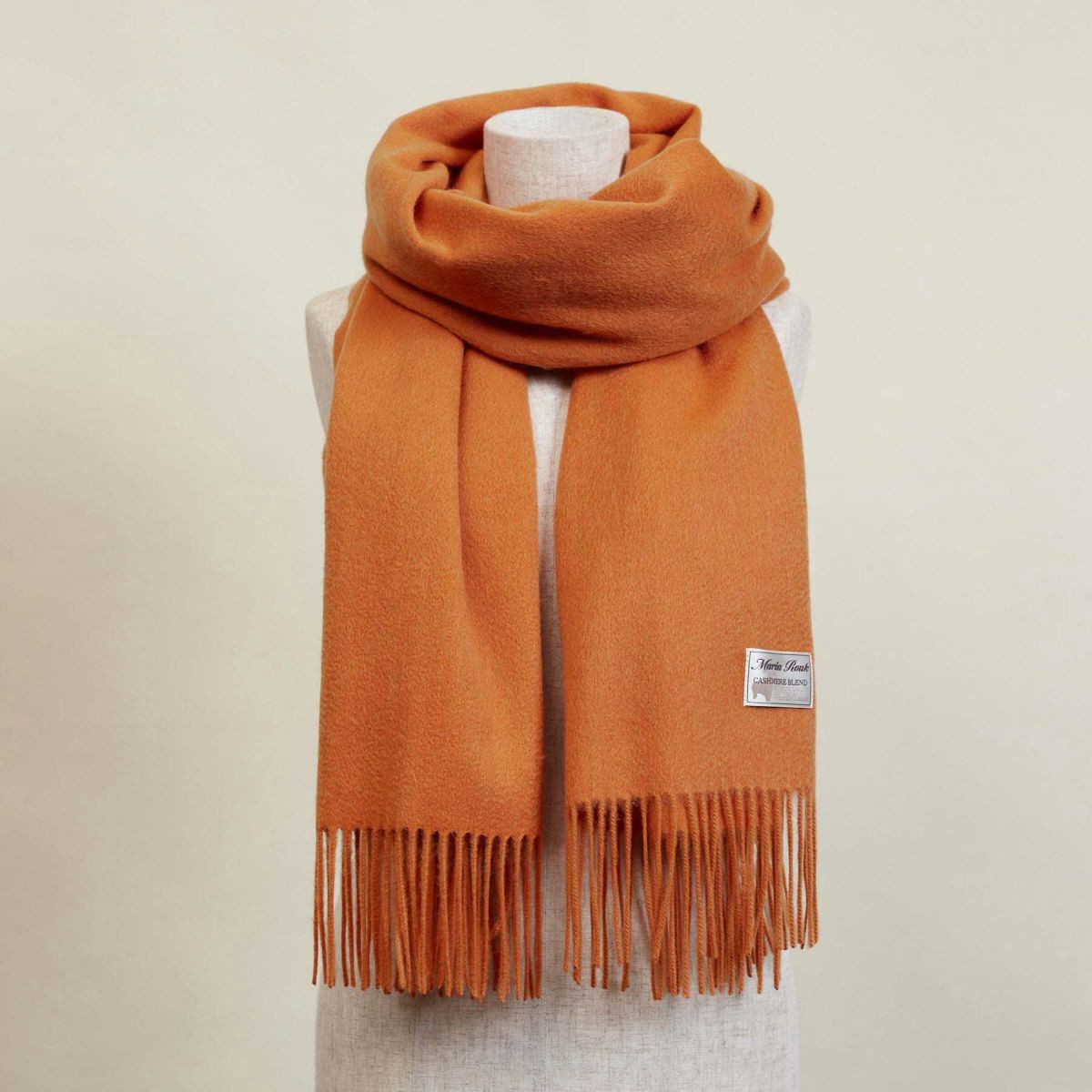カシミヤブレンド大判無地ストール＜オレンジ＞