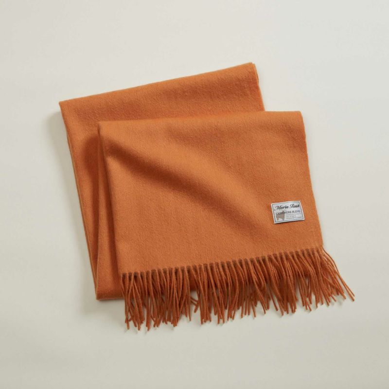 カシミヤブレンド大判無地ストール＜オレンジ＞