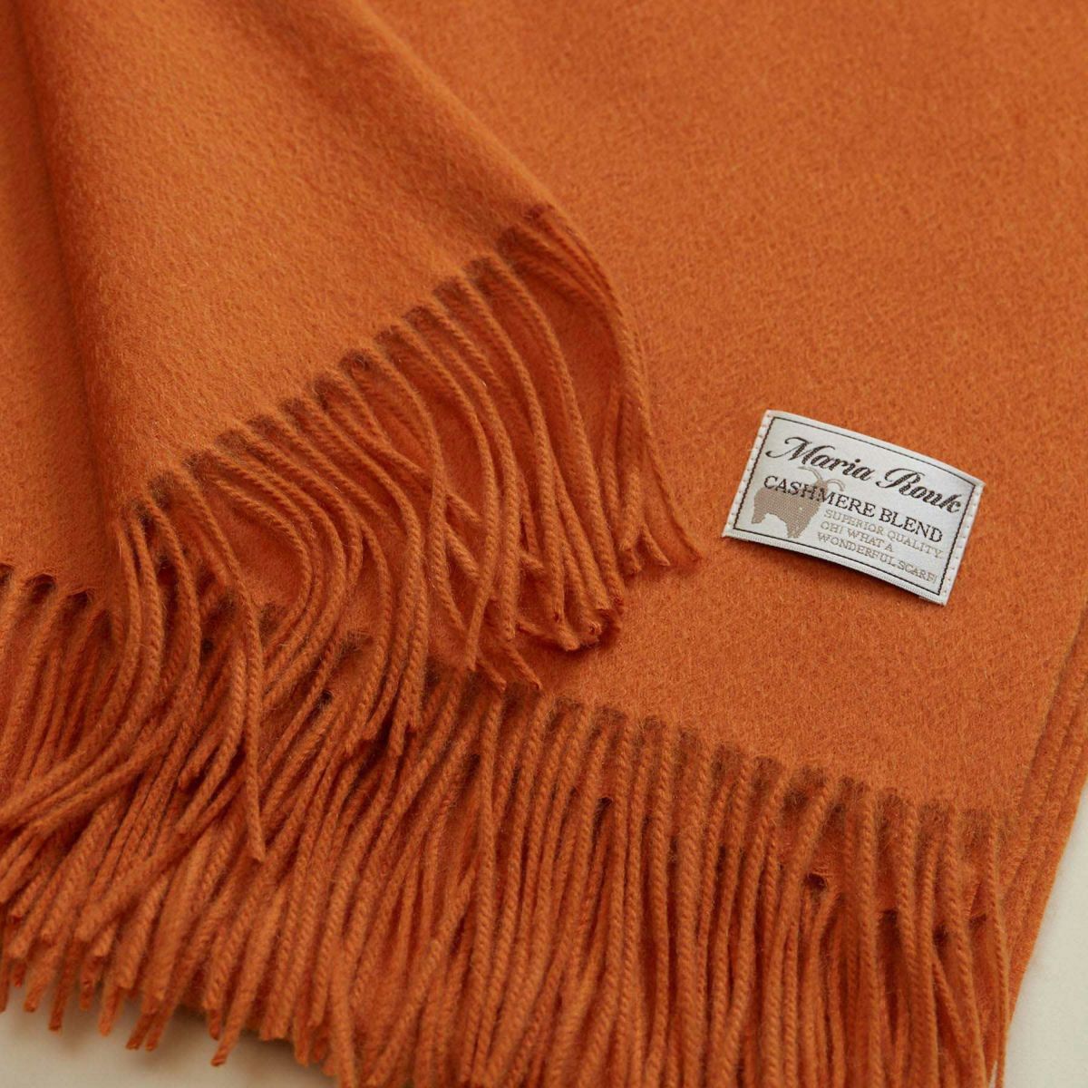 カシミヤブレンド大判無地ストール＜オレンジ＞