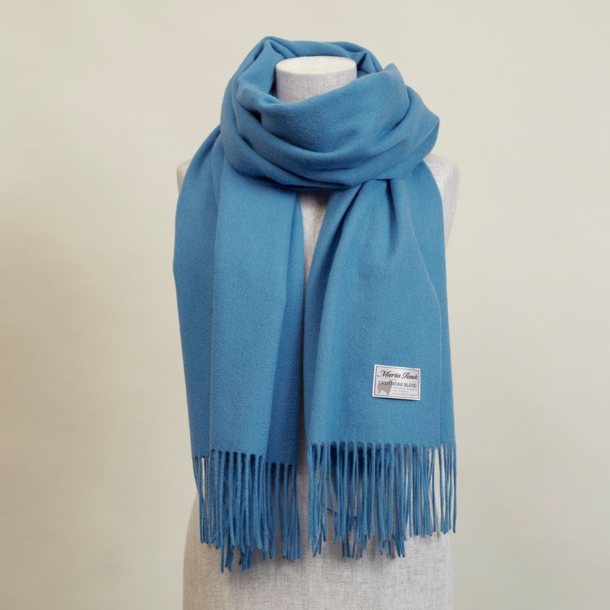 カシミヤブレンド大判無地ストール＜シアン＞