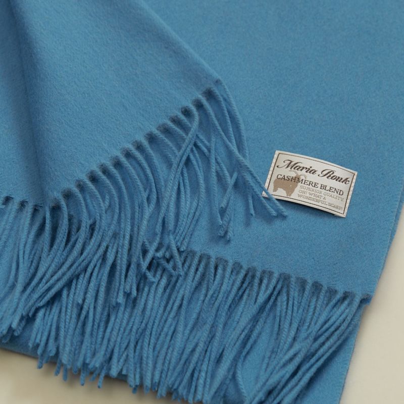 カシミヤブレンド大判無地ストール＜シアン＞