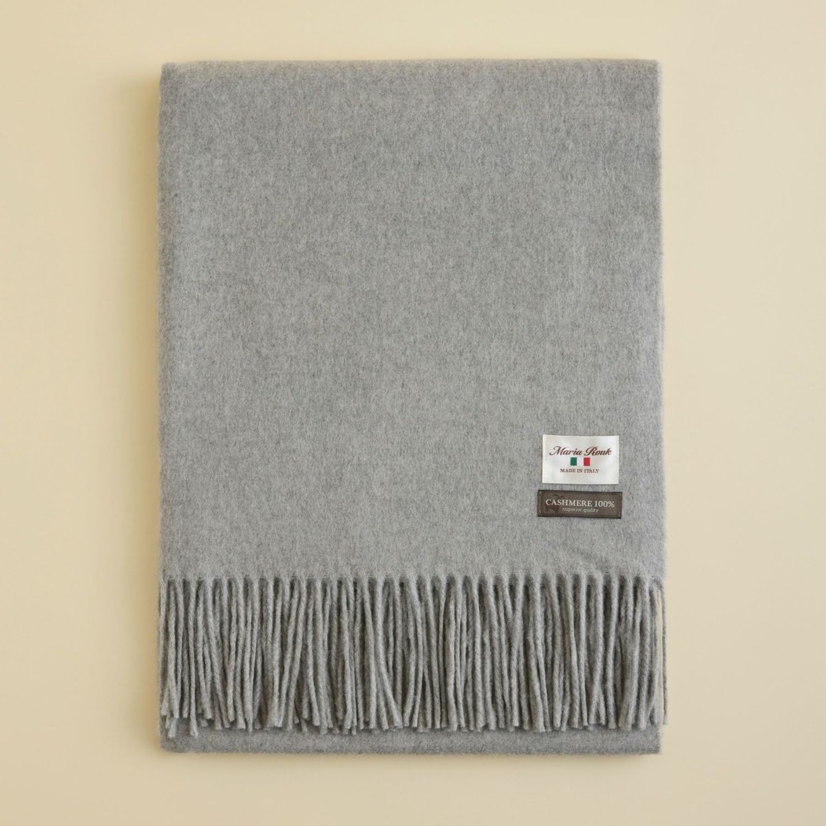 イタリア製再生カシミヤ100％大判無地ストール＜杢グレー＞