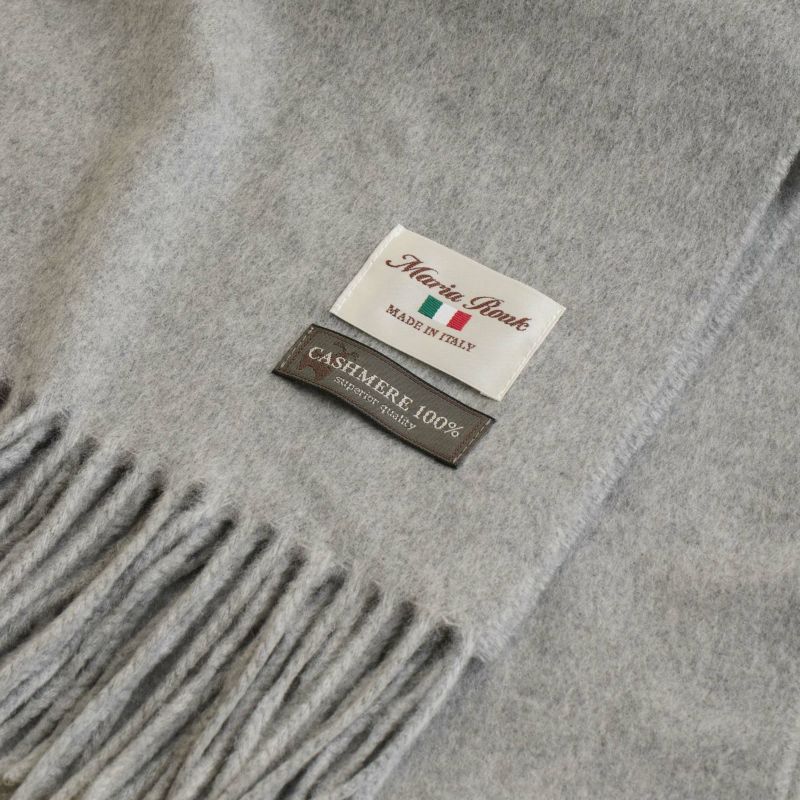 イタリア製再生カシミヤ100％大判無地ストール＜杢グレー＞